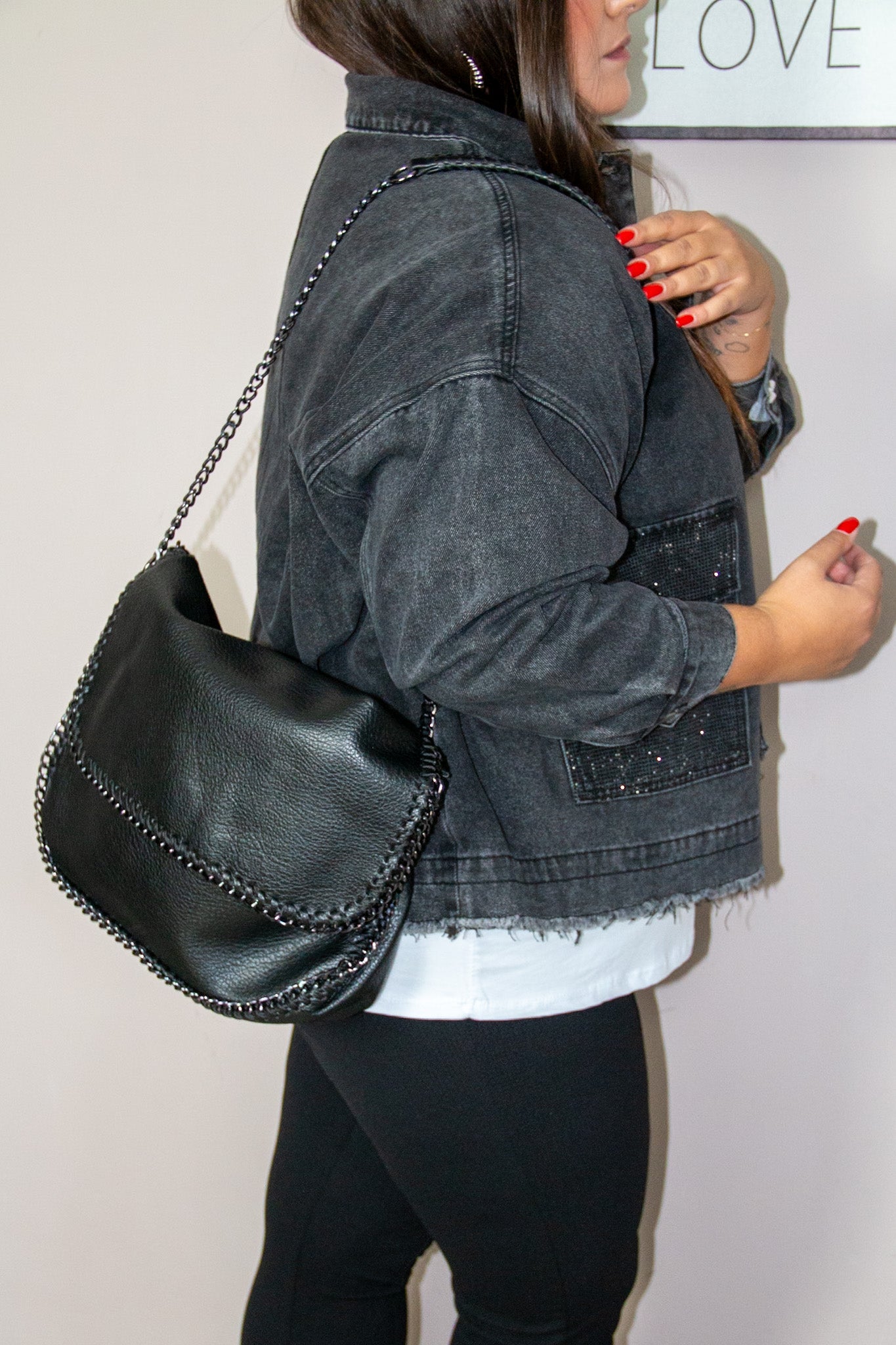 Giubbino Denim Black Shine