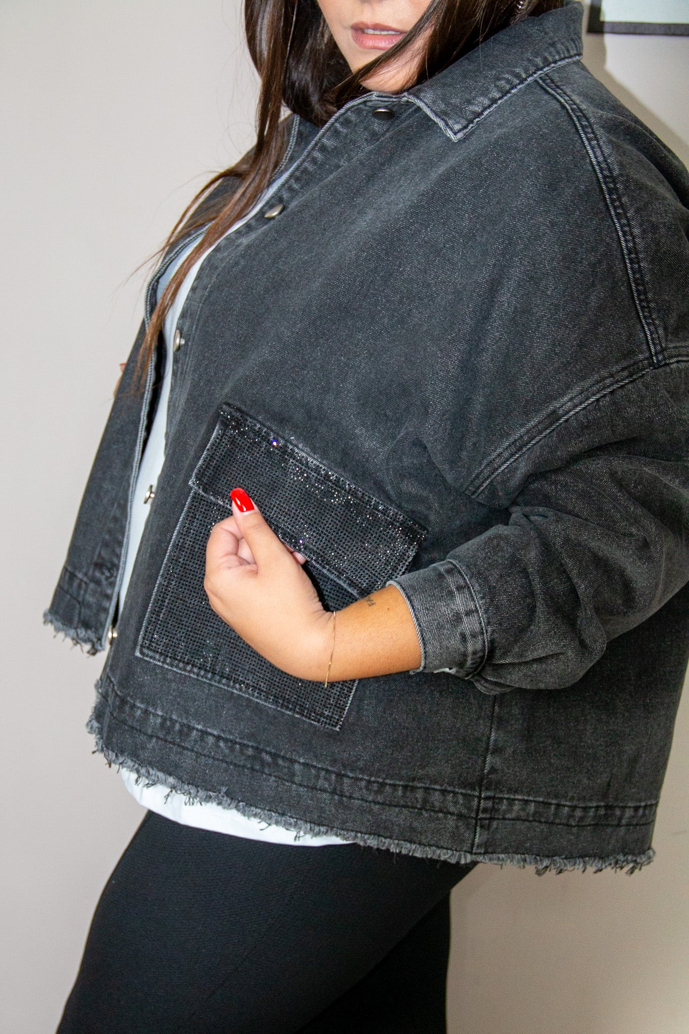 Giubbino Denim Black Shine
